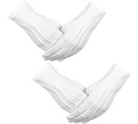 2 Pares Guantes Blancos, Guantes Blancos de Etiqueta con Hebillas,Guantes de Algodón de Nylon,Guantes de Esmoquin,para Formal Tuxedo de la Policía Guardia de Honor y Ocasiones Especiales