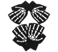 2 Pares Guantes de Ciclismo de Media Caña, Acrílico | Estampado de Esqueleto Realista, para Riding y Weightlifting, Mejor Agarre y Manos Secas