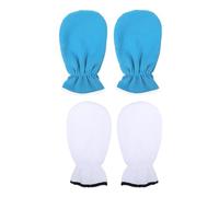 2 Pares Guantes de Parafina Reutilizables de Felpa y Poliéster | Boca Elástica, Talla Única Adaptable, Tacto Agradable, Uso en Casa, para Dedos y Cutículas, Blanco o Azul
