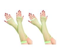 2 Pares guantes de red sin dedos, guantes largos de red, guantes de malla de nylon elástico para las mujeres 80's Themed Party, Halloween Cosplay (Verde)