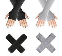 2 Pares Guantes Largos Sin Dedos para Invierno, Mitones Térmicos Calentadores de Brazo con Agujero para Pulgar, Adecuados para Hombres y Mujeres, Actividades Interiores y Exteriores