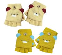 2 Pares Guantes Sin Dedos Para Niños, Guantes Dedos Descubierto Mitones Niño Fingerless Gloves Winter Termicos Flip Top, para NiñAs y Niños 3 a 6 Años, Para Jugar, Ir Al Colegio y Salir Al Aire Libre