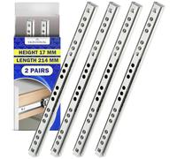 2 Pares Guias Correderas para Cajones con Rodamiento de Bolas 214 mm x H 17 mm - Rieles para Cajones Telescópicas Tienen una Extensión Parcial de 134 mm - Garantía de 10 Años - MONTERAL