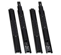 2 pares Guías Laterales para Cajones con Rodamiento de Bolas 30cm Extracción Total, Capacidad de Carga 45 kg, Negro