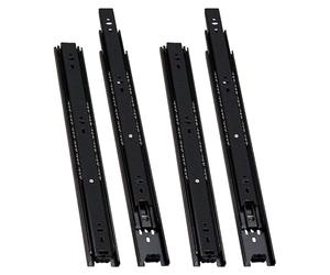 2 pares Guías Laterales para Cajones con Rodamiento de Bolas 30cm Extracción Total, Capacidad de Carga 45 kg, Negro