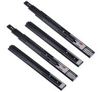2 pares Guías Laterales para Cajones con Rodamiento de Bolas Push to Open 35cm Extracción Total, Capacidad de Carga 45 kg, Negro
