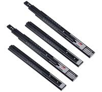 2 pares Guías Laterales para Cajones con Rodamiento de Bolas Push to Open 45cm Extracción Total, Capacidad de Carga 45 kg, Negro