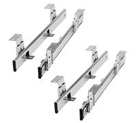 2 pares JUNKER Cajón para teclado KT1-30-H35-400-NF 400 mm de color plata (Parcialmente extraíble Con soporte de montaje/Regulable en altura, cargable hasta 30 kg) Estante para teclado