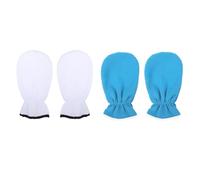 2 Pares Manoplas de Parafina Reutilizables de Poliéster y Felpa | Uso en Spa Casero y Salones, Fáciles de Limpiar, Efecto Hidratante, Color Azul y Blanco