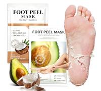 2 Pares Mascarilla Pies Exfoliante, Calcetines Exfoliantes de Pies, Foot Mask Para Piel Muerta y Callos, Para Pies Agrietados y Secos, Hidratante y nutritiva (Aguacate y Coco)
