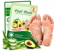 2 Pares Mascarilla Pies Exfoliante,Calcetines Peeling Exfoliantes,Aloe+Avocado,Calcetines Foot Peel Mask para Pies Secos. Ayuda a Eliminar Piel Muerta y Durezas, Ideal para Talones Agrietados