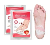 2 Pares Mascarilla Pies Exfoliante y Peeling Pies, Calcetines Exfoliantes para Eliminar Durezas y Callos, Mascarilla Hidratante con Extracto de Fresa para Talones Agrietados, Hombres y Mujeres