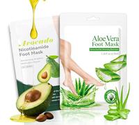 2 Pares Mascarilla Pies Hidratante, Exfoliante Suave para Callos y Piel Muerta, Tratamiento para Pies Secos y Talones Agrietados, para Pies Suaves y Lisos (Aloe Vera y Aguacate)