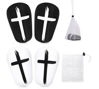 2 Pares Mini Espinilleras Fútbol, 10 x 6cm Blanco y Negro Cruz Protectoras, Espinilleras de Fútbol Pequeñas Espinilleras de Fútbol Equipo para Jóvenes Niños Niñas Adultos