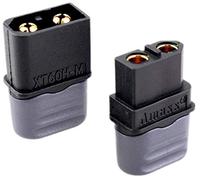 2 pares originales Amass Premium XT60H XT60 Gold Plug Negro Conector Macho Female Incluye Cable Proteccion 2Pin Polaridad Alta Corriente 60A para Lipo Batería RC de Mr. Stecker Modellbau®