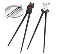 2 Pares Palillos de Entrenamiento Reutilizables,Panda y Gato de la Suerte,Antideslizantes Resistentes al Calor,Palillos Chinos de Entrenamiento Bonitos para Principiantes Tallarines,Comer,Desayuno