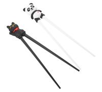 2 Pares Palillos Reutilizables Antideslizantes con Bisagra de Rebote para Principiantes, Palillos de Entrenamiento Resistentes al Calor Reutilizables para aprender a comer fideos ramen(Panda, Gato)