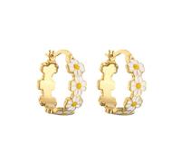 2 pares Pendientes de aro de flores de margarita pequeña para mujeres hipoalergénico esmalaje floral perforación de cartílago rompecabezas