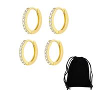 2 Pares Pequeños Pendientes Aro para Mujeres Niñas Acero Inoxidable Aretes, Pendientes de Aro de Cartílago Pendientes de Aro Pequeños de Acero Inoxidable Anillos de Labio Nariz oro,6/8mm