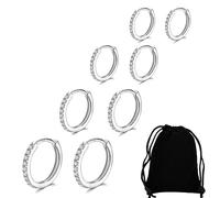 2 Pares Pequeños Pendientes Aro para Mujeres Niñas Acero Inoxidable Aretes, Pendientes de Aro de Cartílago Pendientes de Aro Pequeños de Acero Inoxidable Anillos de Labio Nariz plata,6/8/10/12mm