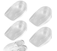 2 Pares Plantillas de Gel para Aumento Altura, 1cm/2cm Transparente Taloneras Silicona, Plantilla para Espolon Calcaneo y Fascitis Plantar, Plantillas para Crecer Invisibles para Mujeres y Hombres
