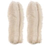 [2 pares] Plantillas de lujo de piel de oveja pura auténtica mezcla de lana de cordero acogedoras, cálidas y esponjosas, duraderas y esponjosas, perfectas para zapatos planos (2 pares), beige