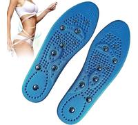2 Pares Plantillas magnéticas para pies plantillas adelgazantes almohadillas plantilla de reflexología de puntos de presión con masaje para hombres y mujeres,S,Blue