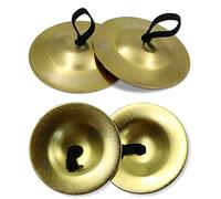 2 Pares Platillos de Dedos, 5,3 cm Platillos Musicales de Mano para Danza del Vientre, Yoga, Espiritual, Budista, Instrumento de Percusión, Accesorio de Baile para el Vientre (Dorado)