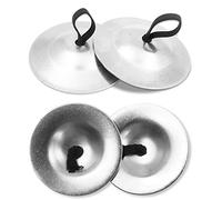 2 Pares Platillos de Dedos, 5,3 cm Platillos Musicales de Mano para Danza del Vientre, Yoga, Espiritual, Budista, Instrumento de Percusión, Accesorio de Baile para el Vientre (Plata)