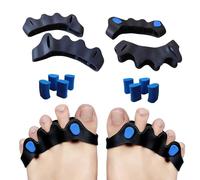 2 Pares Separador Dedos Pie Silicona,Separadores de Dedos de los Pies,Silicona Suave, Ajustable,Transpirable,Para el Cuidado de los Pies y el Alivio Del Dolor (Negro)