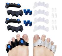 2 Pares Separador Dedos Pie,Unisex Separadores De Dedos De Los Pies,Silicona Toe Separator,Con 8 Almohadillas De Esponja,Para Hallux Valgus (Negro,Transparente)
