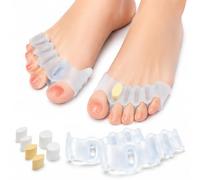 2 Pares Separadores de Dedos de Los Pies, Separador Dedos Pie Silicona, Separador Dedo Pie Juanete Toe Spacer, Con 6 Tapones Esponja, Reutilizable para Todos los Pies Hombres y Mujeres