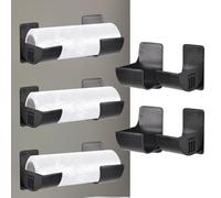 2 Pares Soporte para Bolsas de Basura, Dispensador de Bolsas de Basura Autoadhesivo, Soporte Papel Aluminio Estantería Colgante, Caja de Almacenamiento Montada para Cocina, Armarios, Frigoríficos