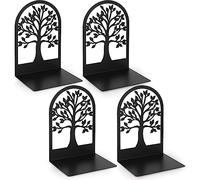 2 Pares Sujetalibros, Sujeta Libros Estanteria de Metal para Libros Gruesos, Antideslizante Sujetalibros para Oficina, Escuela, Hogar, Biblioteca o Estanterías - 12x12x16,5 cm/Negro
