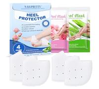 2 Pares Taloneras de Silicona con 2 Pares Pies MáScara, Silicone Heel Pads y MáScara Pie Peeling, Alivia Presión Plantar, Reducir Dryness, Cracks, Anti Rubbing and Blisters, Para Hombres y mujeres
