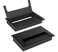 2 pasacables para cables, 160 x 80 mm, de aluminio, rectangular, para escritorio, escritorio, oficina, encimeras (negro)