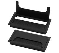 2 pasajes de cables - Pasacables de escritorio con tapa de apertura - Pasacables de escritorio - Reduce el polvo, evita el deshilachado, organización rectangular de cables (negro, 160 x 80 mm)