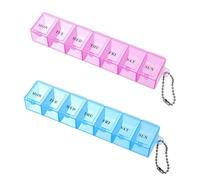 2 pastilleros con 7 compartimentos, mini compartimentos, caja de almacenamiento para medicamentos a prueba de humedad, caja de pastillas, contenedor de dispensación de medicamentos, caja de pastillas