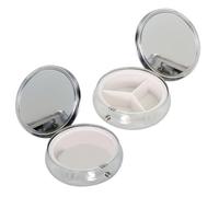 2 pastilleros de metal pequeño, redondo, pequeño, de metal, para uso diario, para vitaminas, aceite de pescado, suplemento dietético para diario y viaje