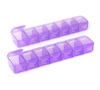 2 pastilleros diarios semanales (7 días), planificador de medicamentos, organizador de vitaminas, contenedor de suplementos, compartimentos grandes, diseño de margaritas amarillas, fácil de abrir