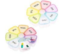 2 pastilleros grandes para 7 días, organizador de medicamentos en forma de pétalo, organizador semanal de pastillas, compartimento portátil para medicamentos con vitamina aceite de pescado (color)