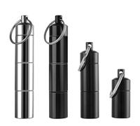 2 pastilleros llaveros resistentes al agua para viajes, pastillero de metal con 3 compartimentos divisibles, mini cápsula, pastillero portátil para viajes, camping y viajes