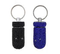 2 pastilleros portátiles impermeables con llavero, dispensador de medicamentos, almacenamiento de botellas para acampar al aire libre, viajes (negro + azul oscuro)