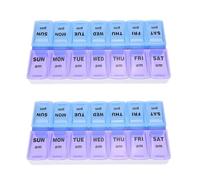 2 pastilleros semanales con 14 compartimentos, 7 días 2 veces al día, organizador diario de tabletas, caja de medicamentos