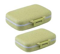 2 pastilleros semanales, organizador de pastillas, caja de almacenamiento, caja de almacenamiento portátil, organizador semanal para pastillas/vitaminas/aceite de pescado/suplementos (verde) (ve