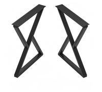 2 patas de mesa de metal resistentes tipo X de 30 a 50 cm, altura ajustable y resistentes a la corrosión, diseño industrial, patas modernas de metal negro para mesas de comedor