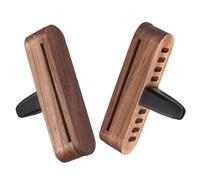 2 PC Difusor de aire de madera para coche, Difusor de Aceites Esenciales para Coche con 10 Palillos de Recarga, Clips de Ventilación Marrón Oscuro para Oficina Casa Interior del Coche
