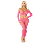 2 PC Heart Net Off-the-hombro Top y medias sin pies