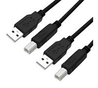 2 PCS 1,8m Cable Impresora Negro, USB 2.0 Tipo A Macho a Tipo B Macho, Alta Velocidad de Transferencia de Datos hasta 480 Mbps, Conectores Chapados en Oro y Blindaje Múltiple para Conexiones Estables