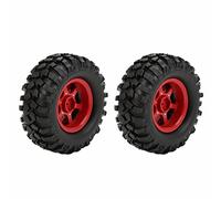 2 Pcs 1.9 Inch 96mm Rubber Tires with Aluminum Alloy Wheel Rims, High - Grip RC Crawler Tires with Sponge Lining for Axial SCX10 D90 D110, 1/10 Scale Off - Road RC Car Wheels Set (Roja)